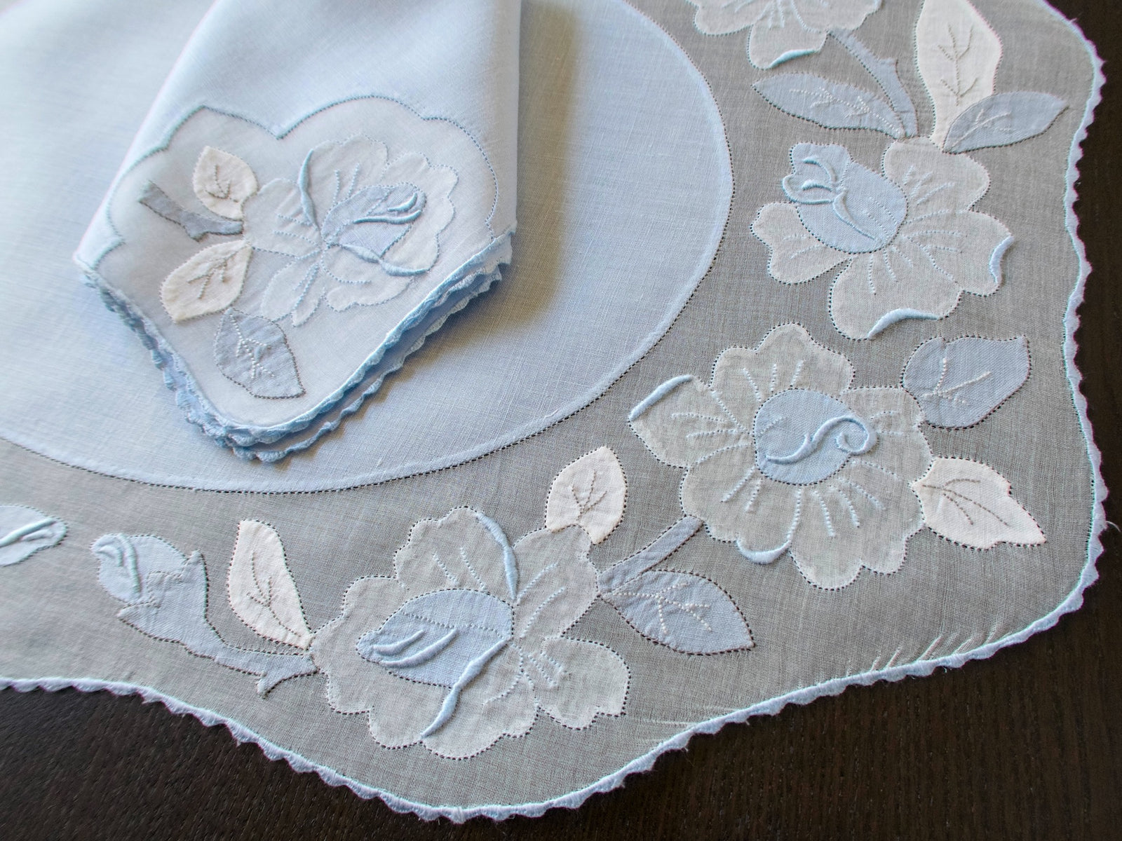 Roses in Bloom Vintage Madeira Placemat Set for 8