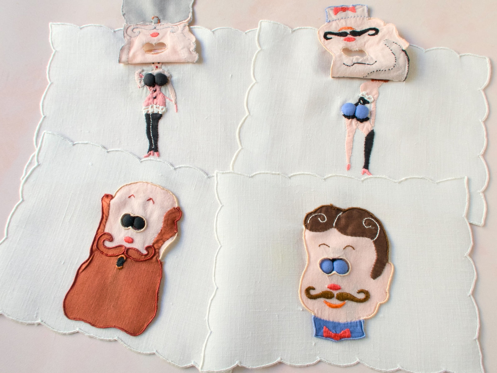 Peekaboo Gents Vintage Naughty Madeira Cocktail Napkins, Set of 8