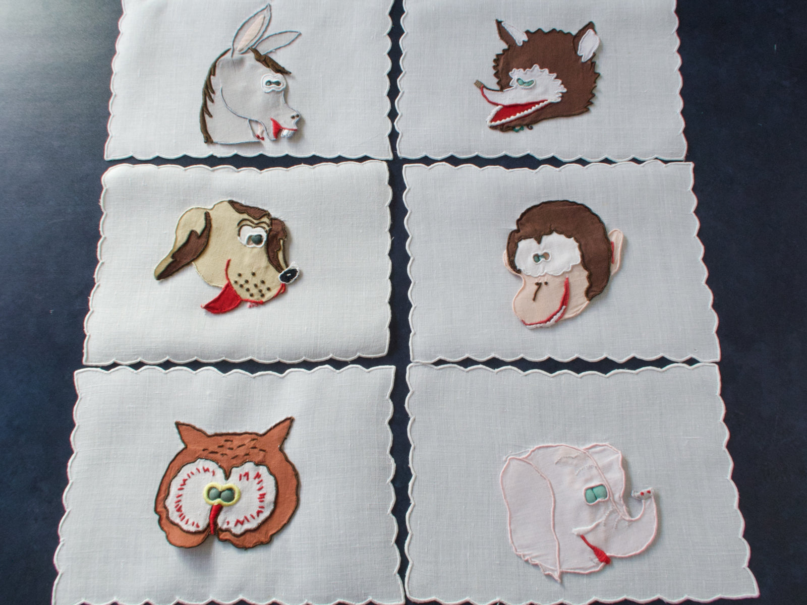 Naughty Animals Vintage Madeira Cocktail Napkins, Set of 6