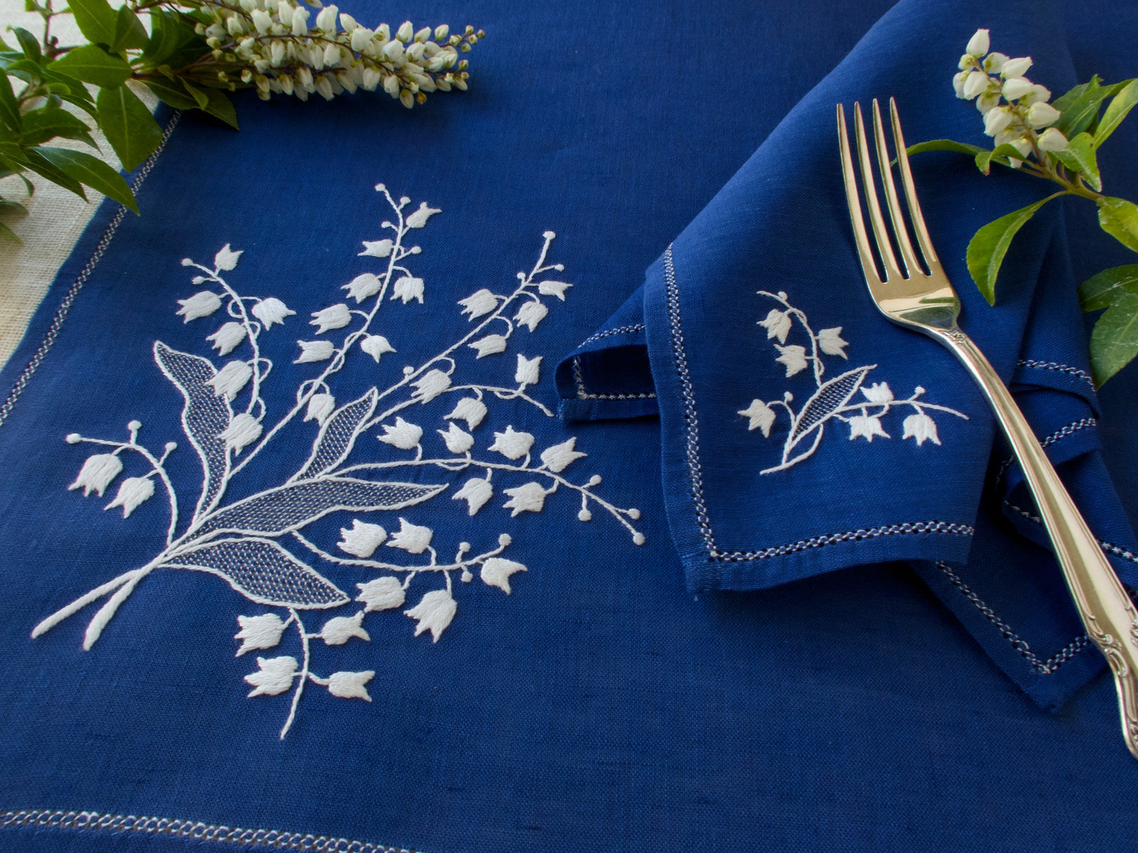 Lily of the Valley Vintage Italian 13pc Placemat Set for 6