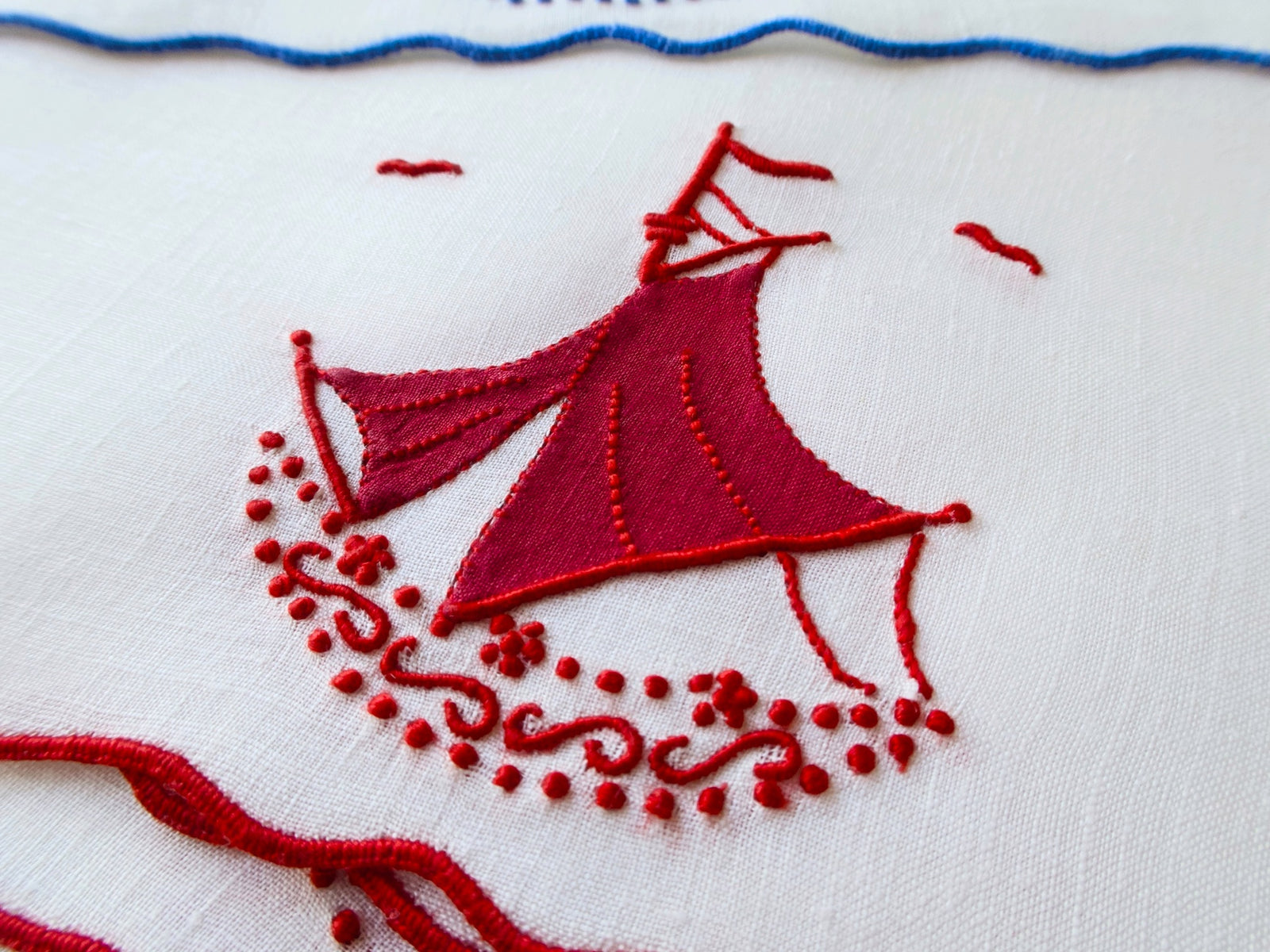 "Dreamboat" Vintage Marghab Linen Cocktail Napkins, Set of 8