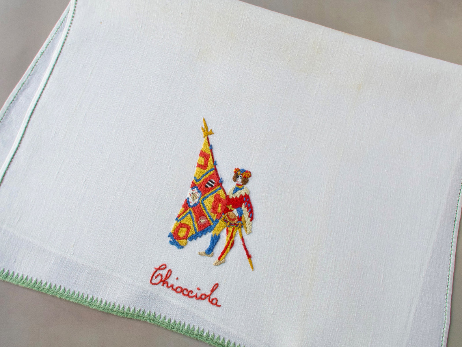 Siena Palio Chiocciola Flag Bearer, Vintage Rapisardi Hand Towel