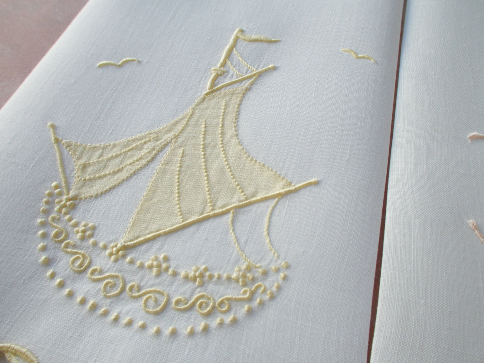 "Dreamboat" Vintage Marghab Guest Towels, Set of 2