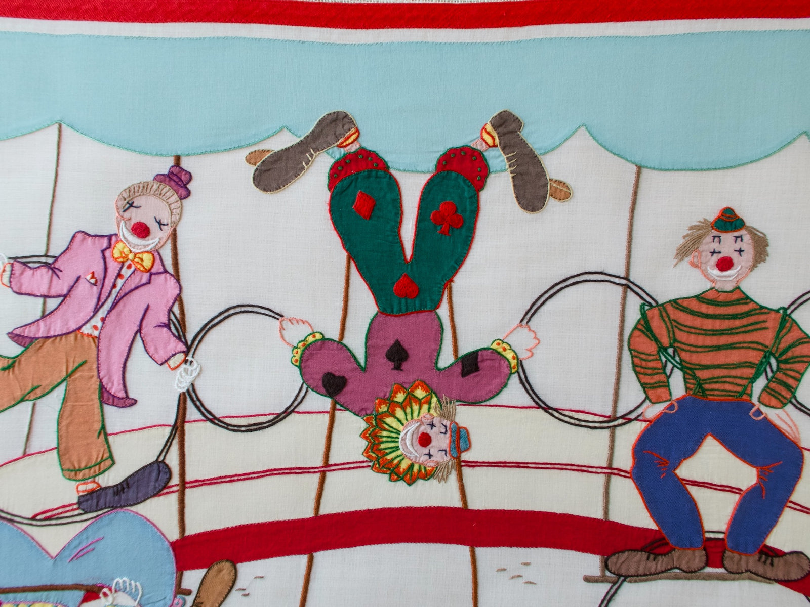 Vintage Italian Circus Placemats, Hand Embroidered, Set of 8