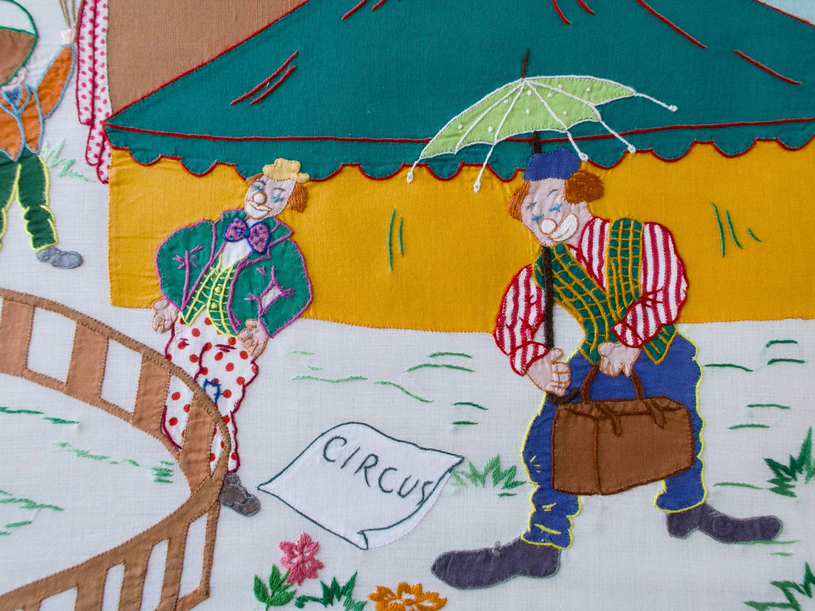 Vintage Italian Circus Placemats, Hand Embroidered, Set of 8