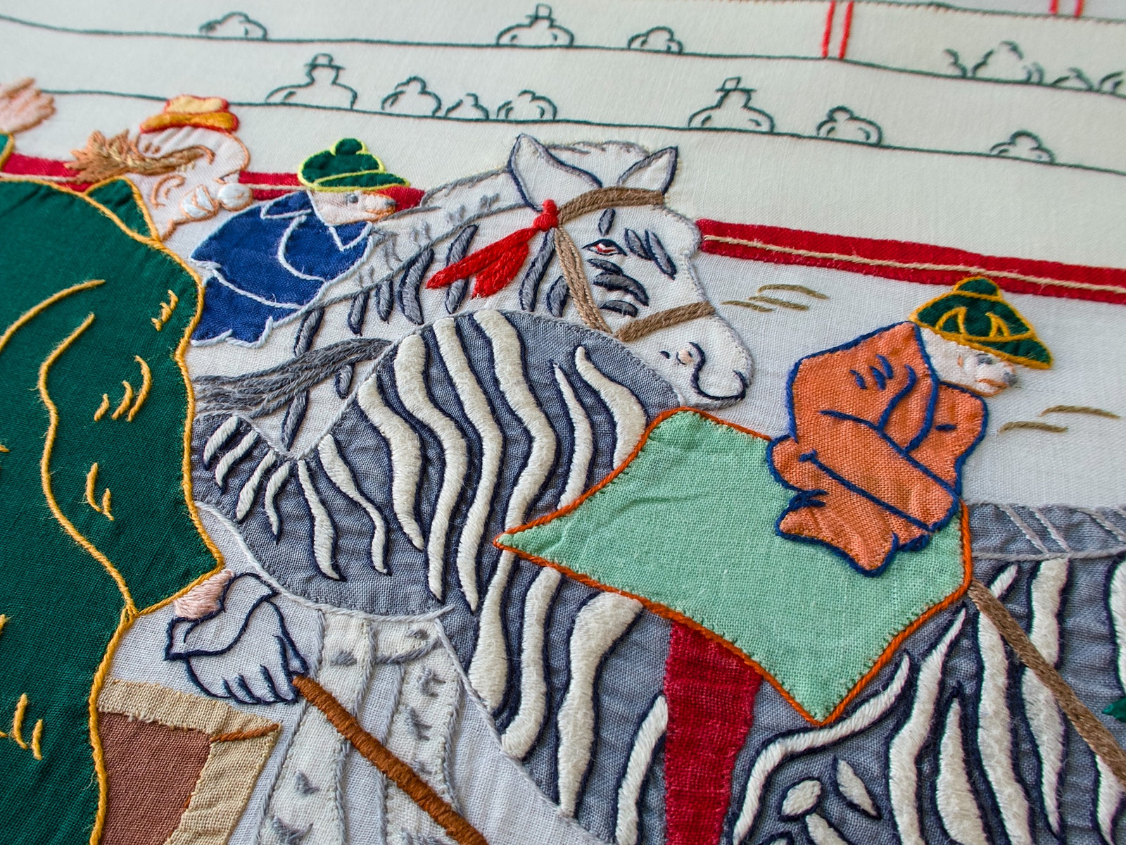 Vintage Italian Circus Placemats, Hand Embroidered, Set of 8