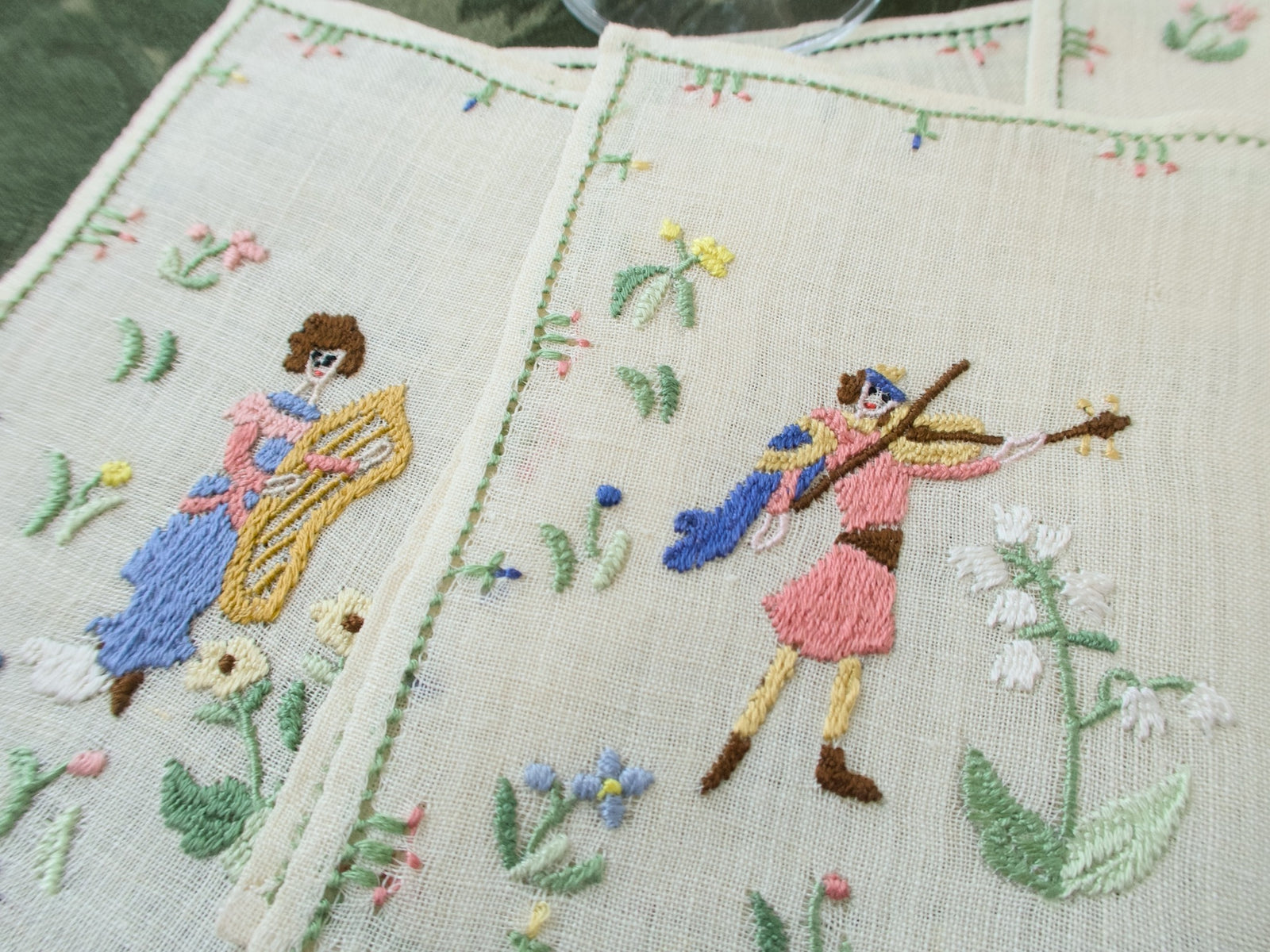 Medieval Musicians, Vintage Rapisardi Italian Cocktail Napkins, Set of 12