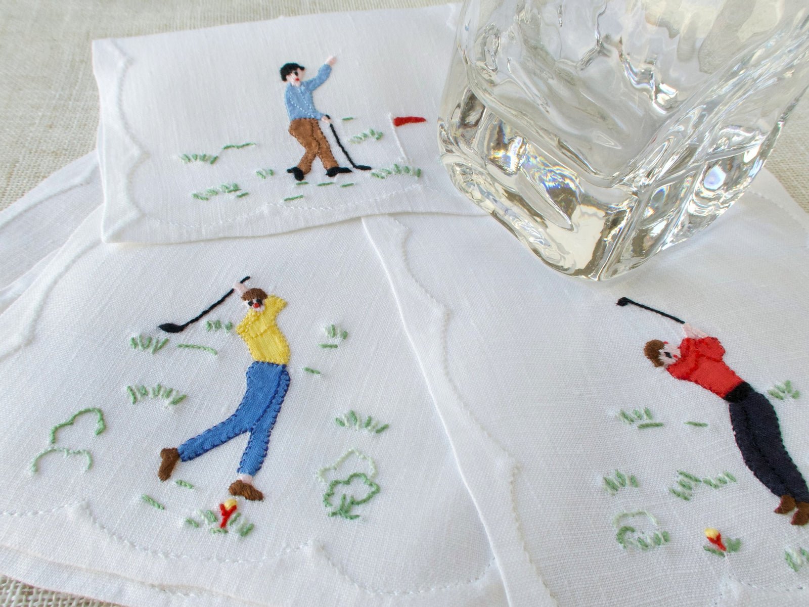 Golfers Vintage Madeira Cocktail Napkins, Set of 6