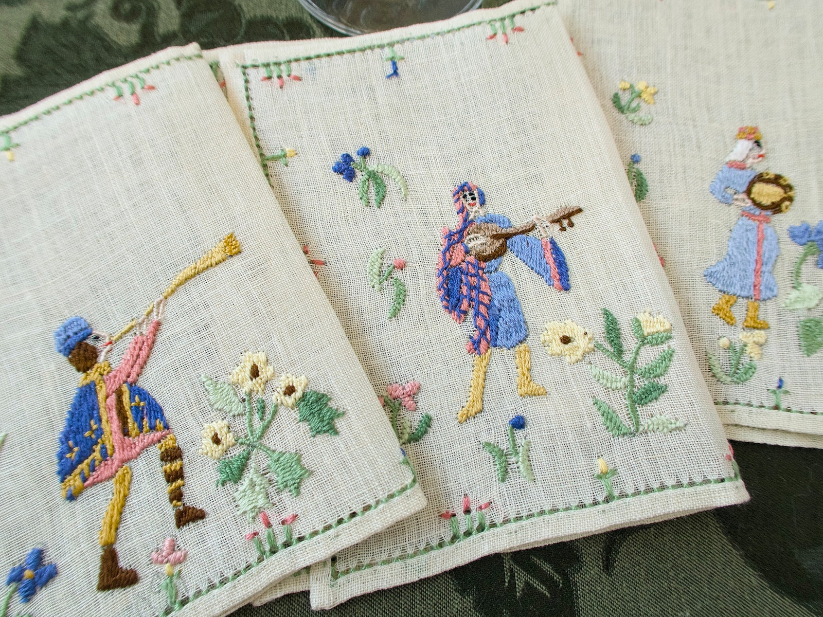 Medieval Musicians, Vintage Rapisardi Italian Cocktail Napkins, Set of 12