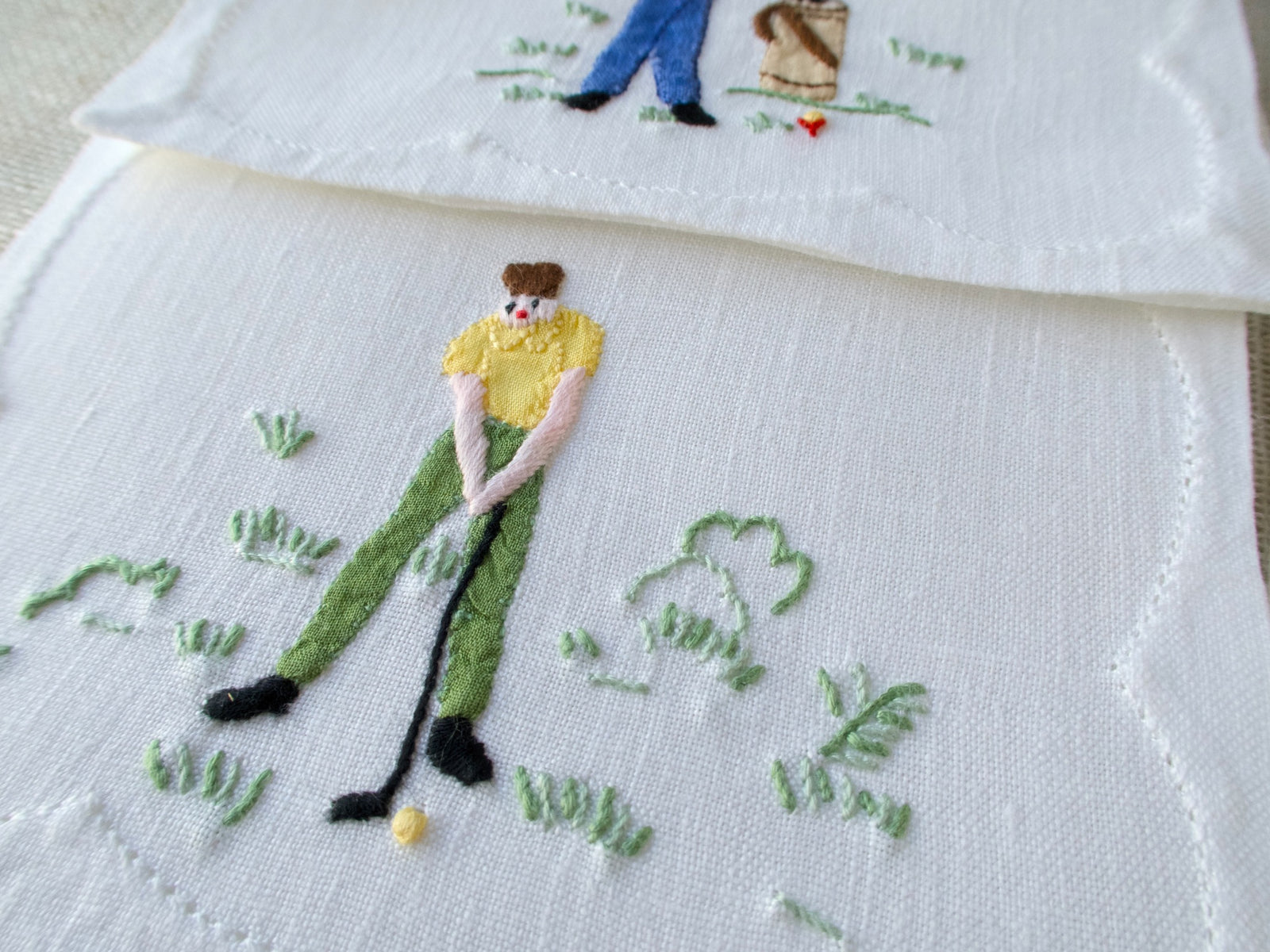 Golfers Vintage Madeira Cocktail Napkins, Set of 6