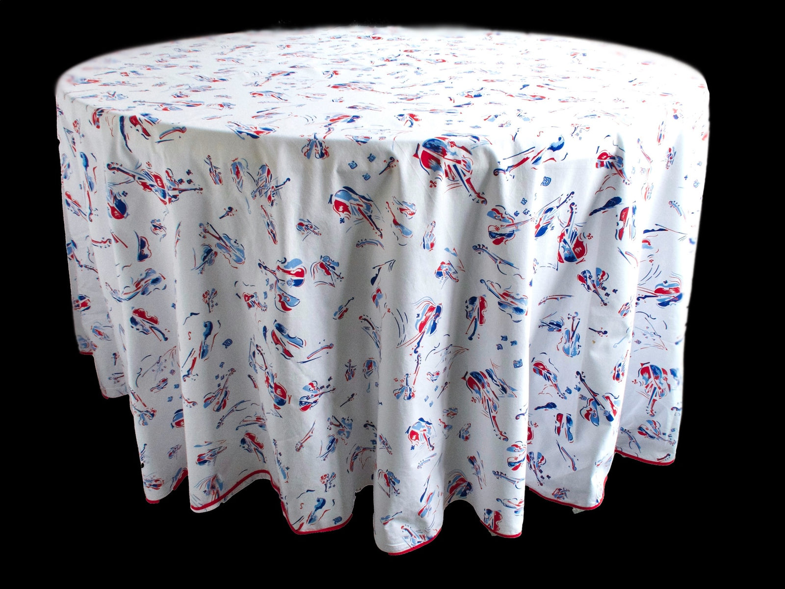 Arman Violins Vintage D Porthault 100" Round Cotton Tablecloth