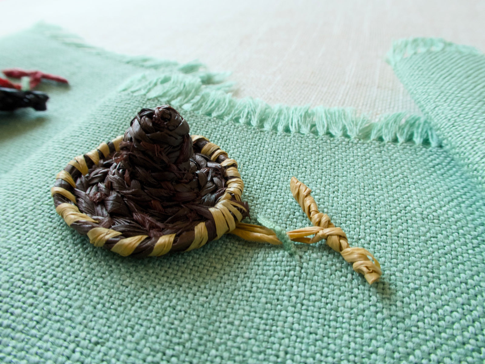 Summery Straw Hats Vintage Italian Cocktail Napkins, Set of 8