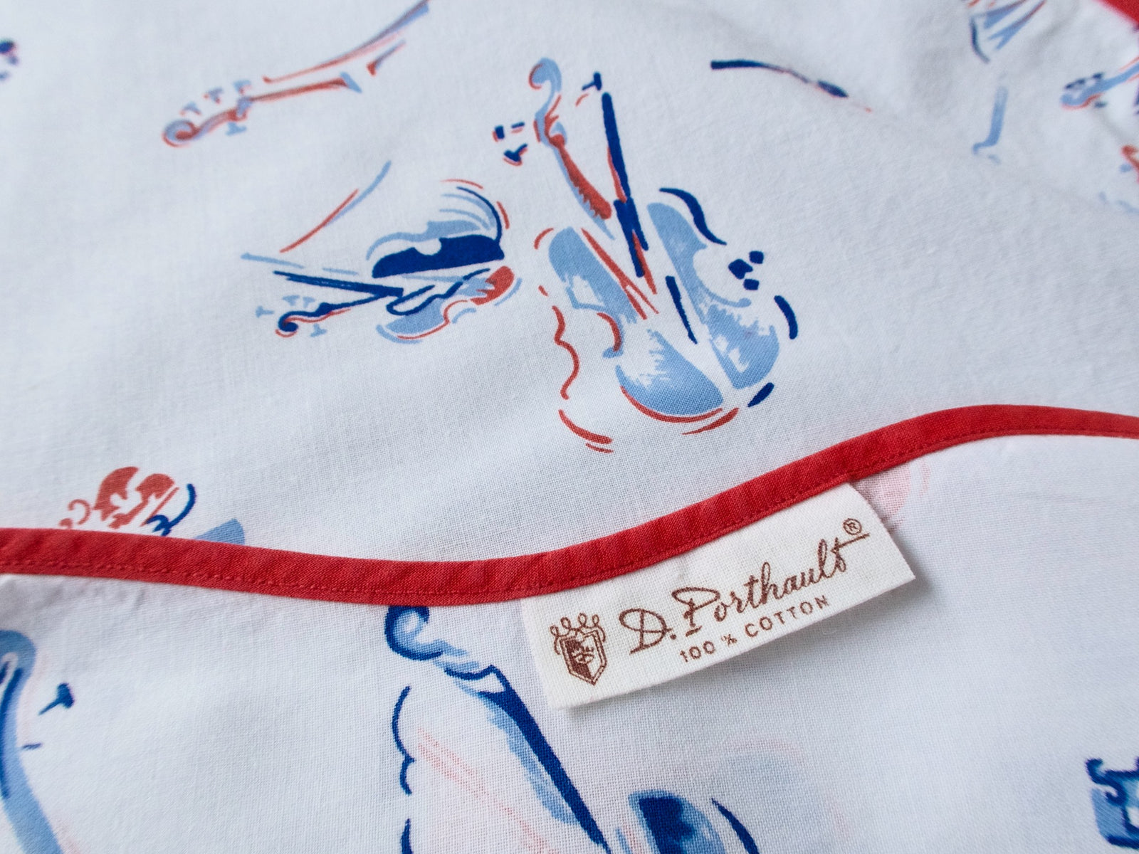 Arman Violins Vintage D Porthault 100" Round Cotton Tablecloth