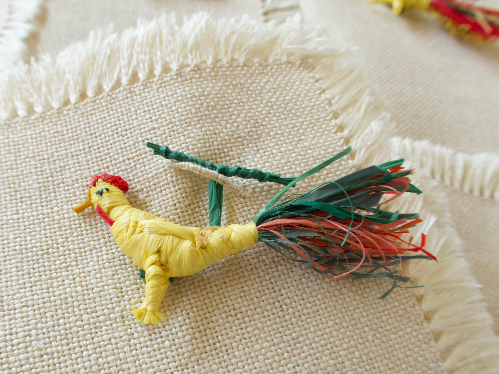 Straw Roosters Summer Drinks Vintage Italian Cocktail Napkins, Set of 8