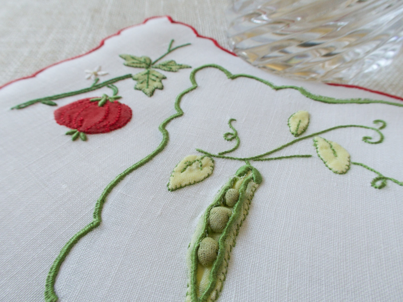 3D Veggies Vintage Madeira Linen Cocktail Napkins, Set of 6