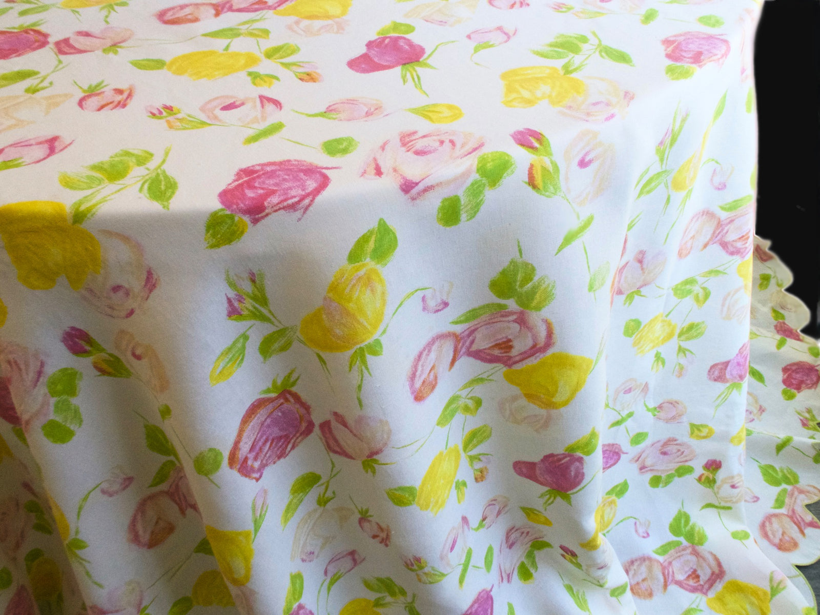 Vintage D Porthault Vintage Linen Tablecloth, 100" Round