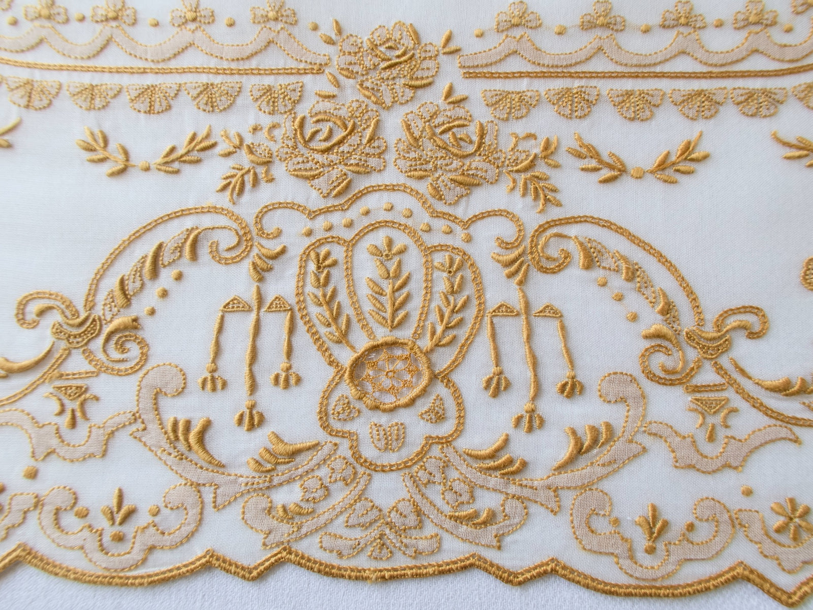 Richly Hand Embroidered 17pc Vintage Placemat Set for 8