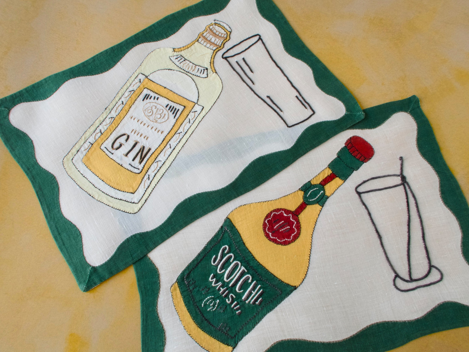 Scotch & Gin vintage Madeira linen cocktail napkins