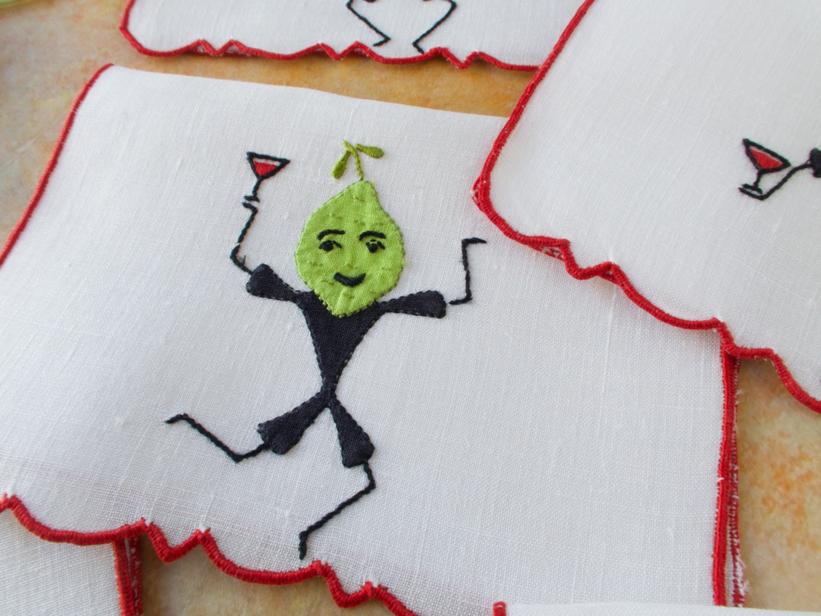 Anthropomorphic Garnish Party Vintage Madeira Cocktail Napkins