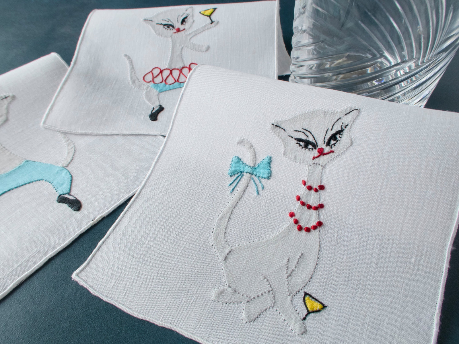Cocktail Cats Vintage Madeira Cocktail Napkins, Set of 8
