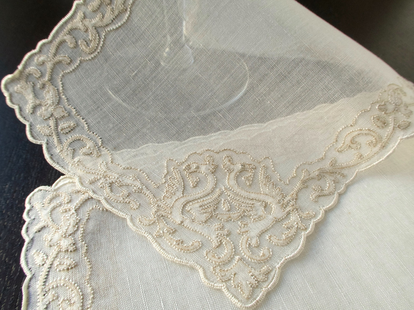 Vintage Italian linen cocktail napkins embroidered with dragons