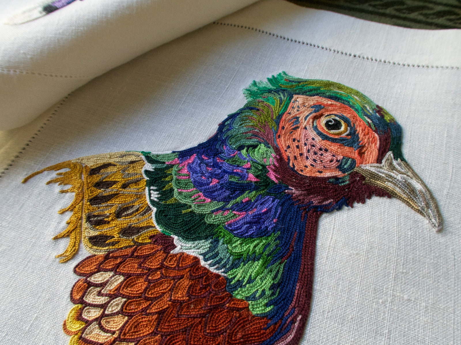 Game Birds Vintage French Embroidery 24 pc Placemat Set for 12