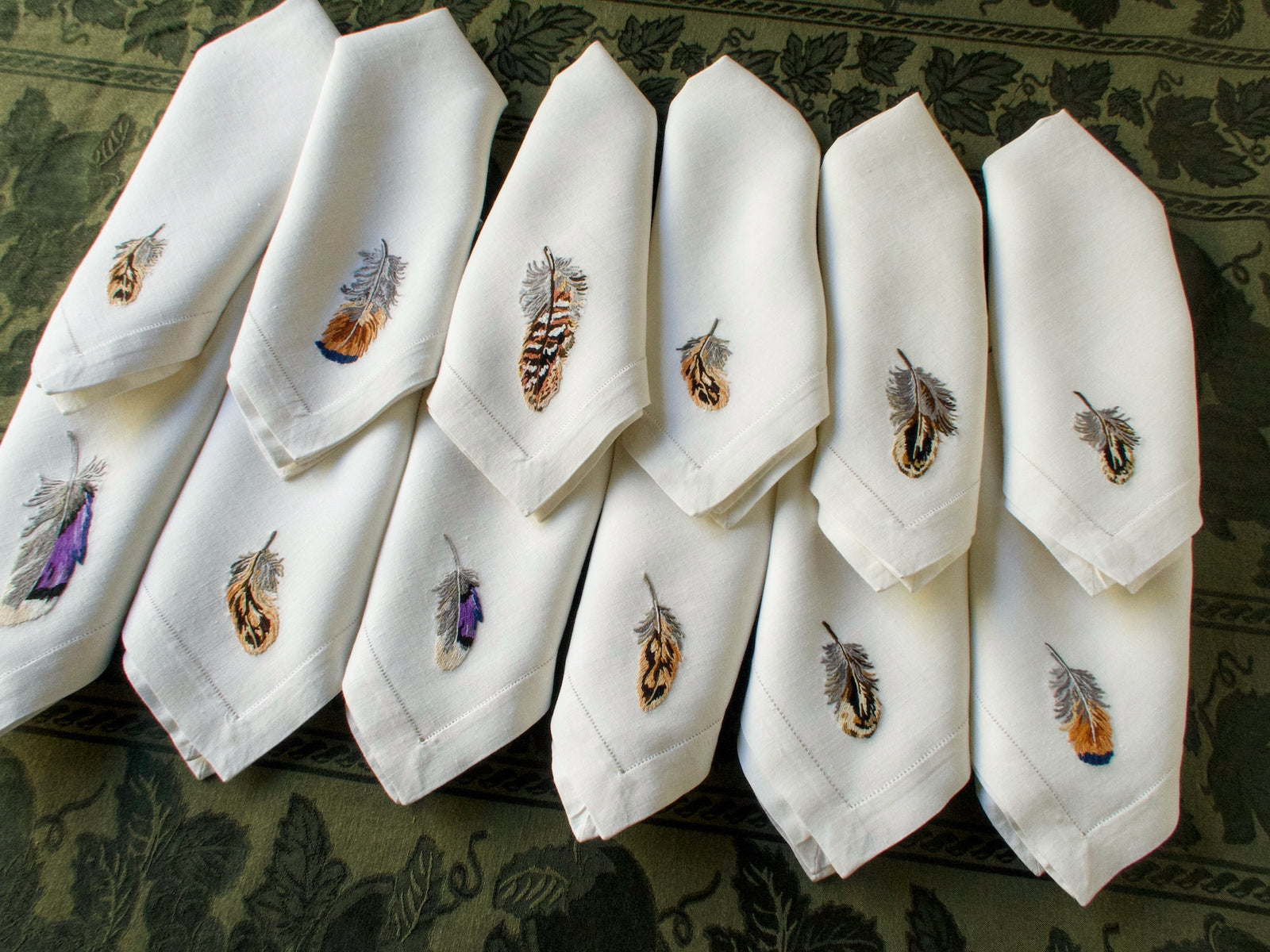 Game Birds Vintage French Embroidery 24 pc Placemat Set for 12