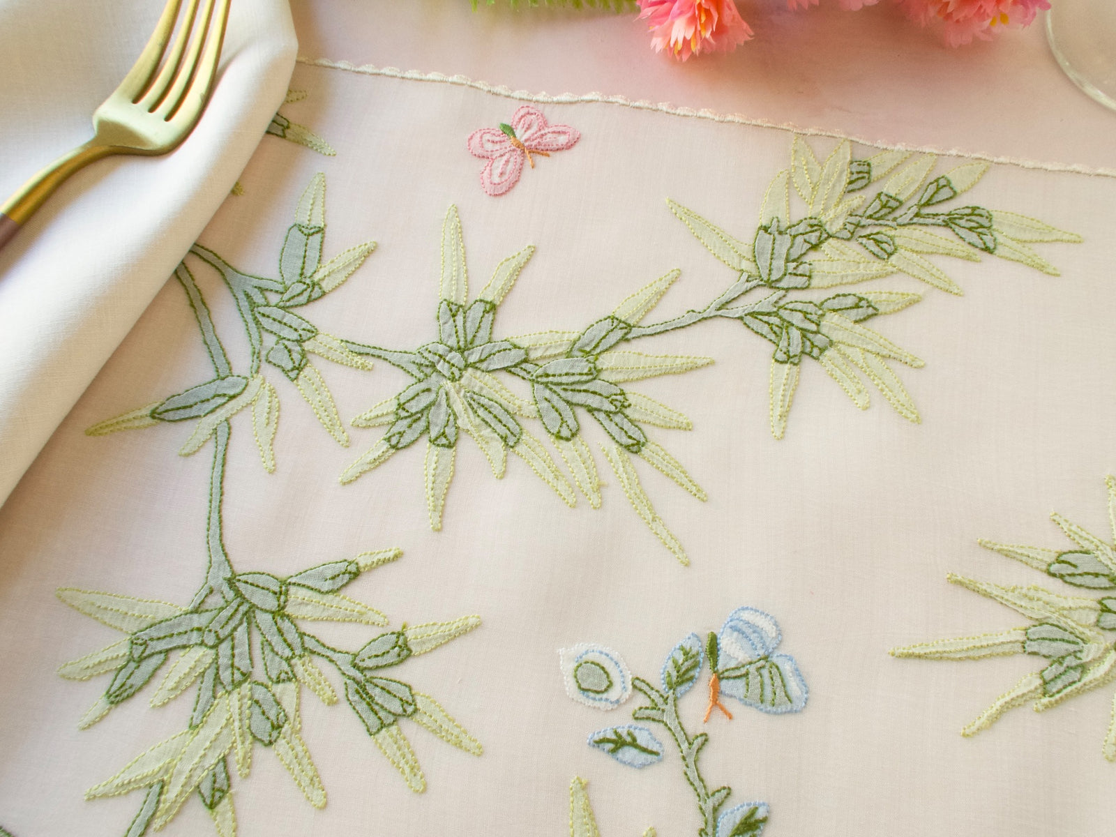 Butterflies & Botanicals: Vintage Madeira 24pc Placemat Set for 12