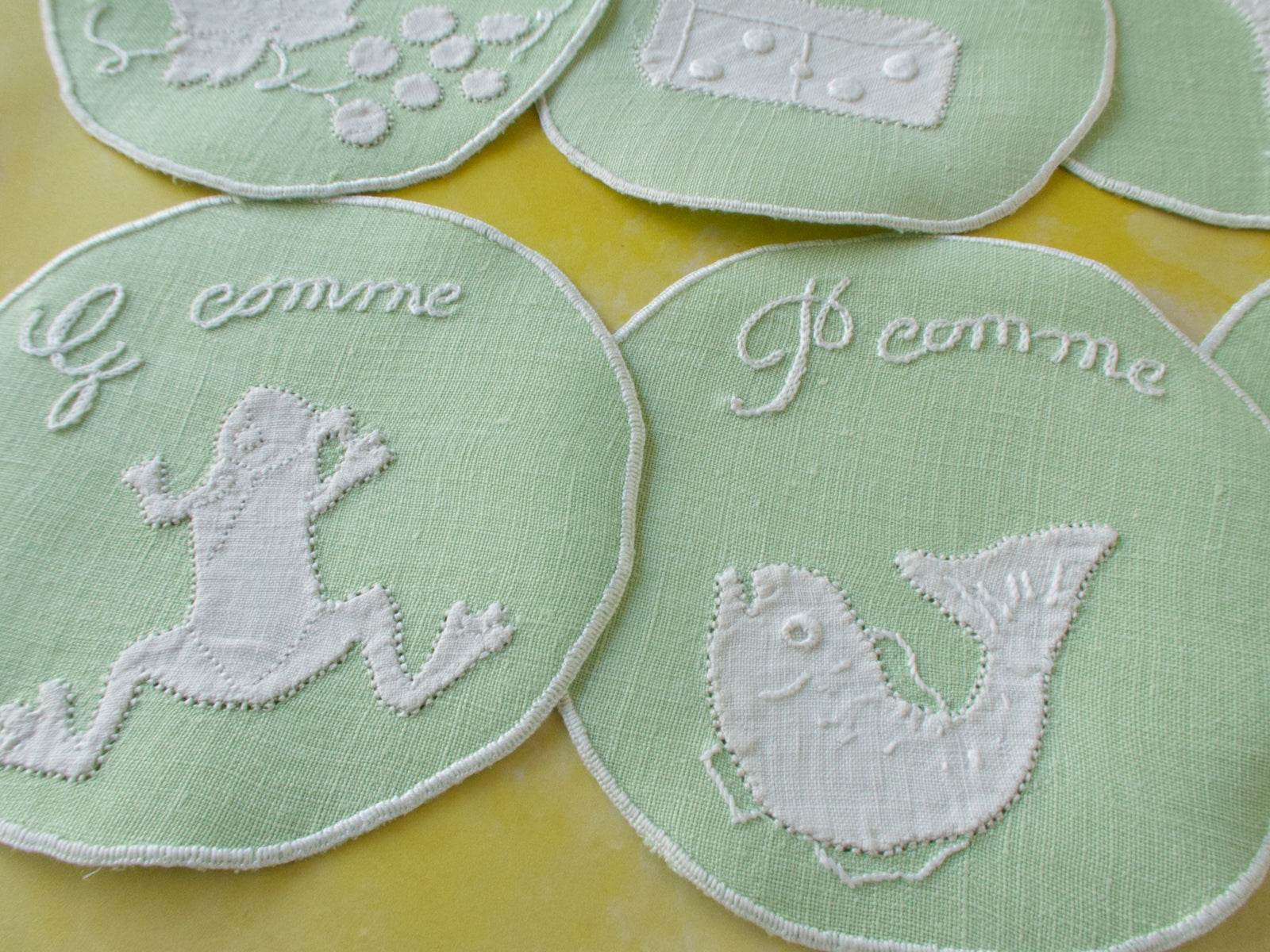 Fun French Alphabet Cocktail Rounds, Set of 12