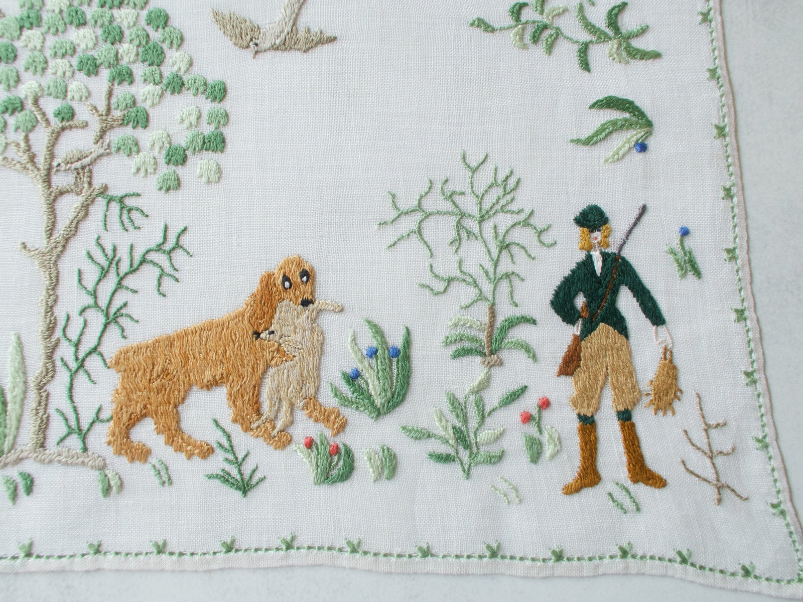 Hunting Party Vintage Rapisardi Italian Linen Runner 16x32