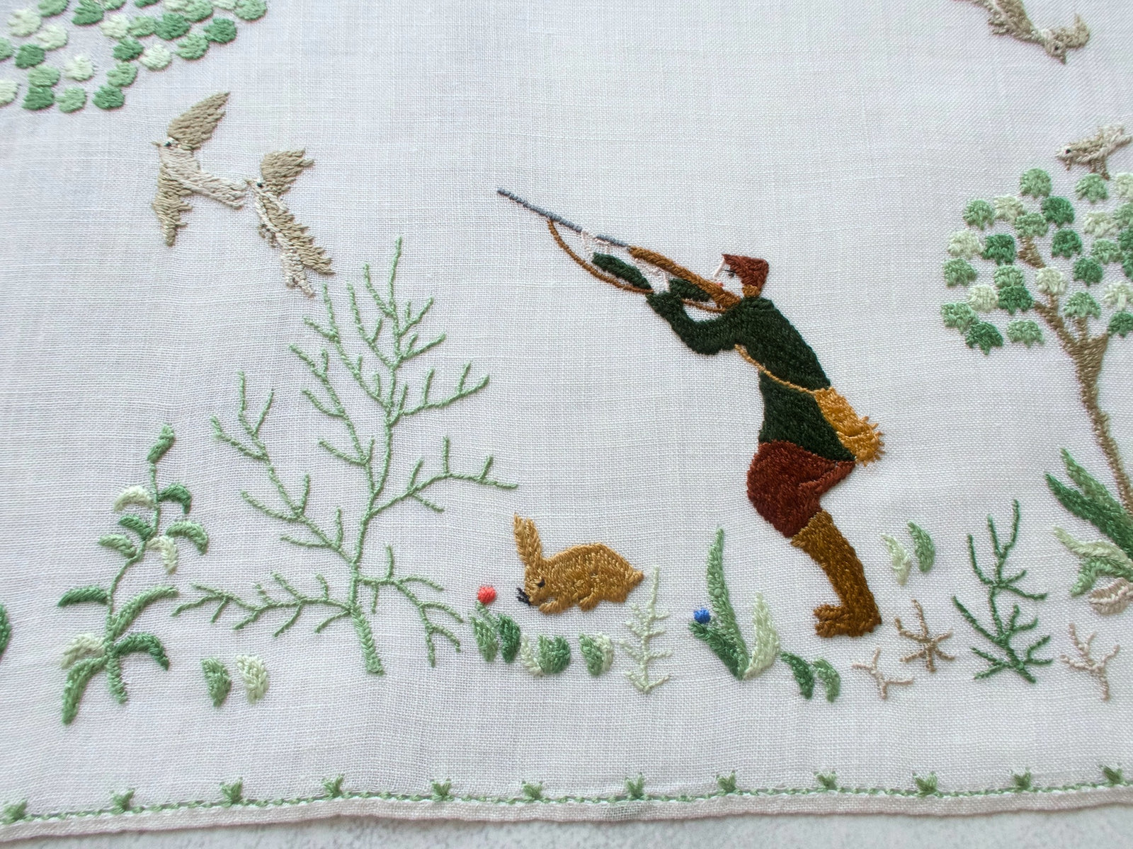 Hunting Party Vintage Rapisardi Italian Linen Runner 16x32