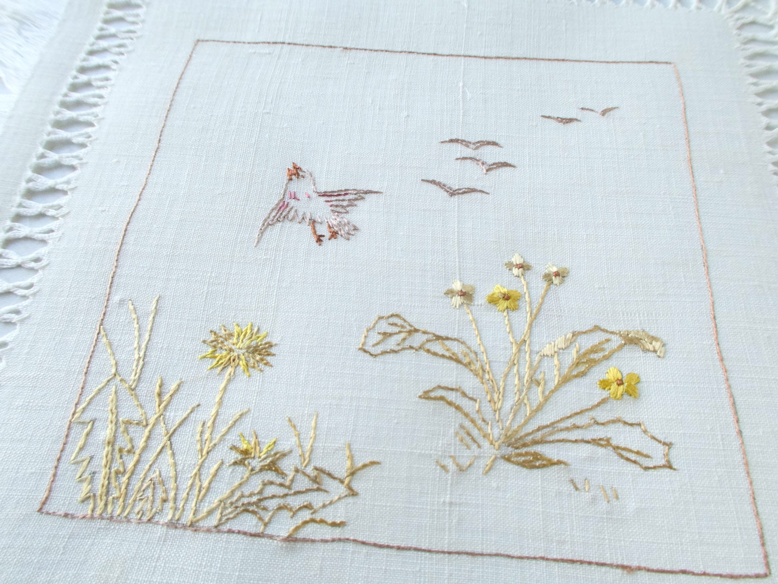 Graceful Silk Society Embroidery Cocktail Napkins, Set of 6