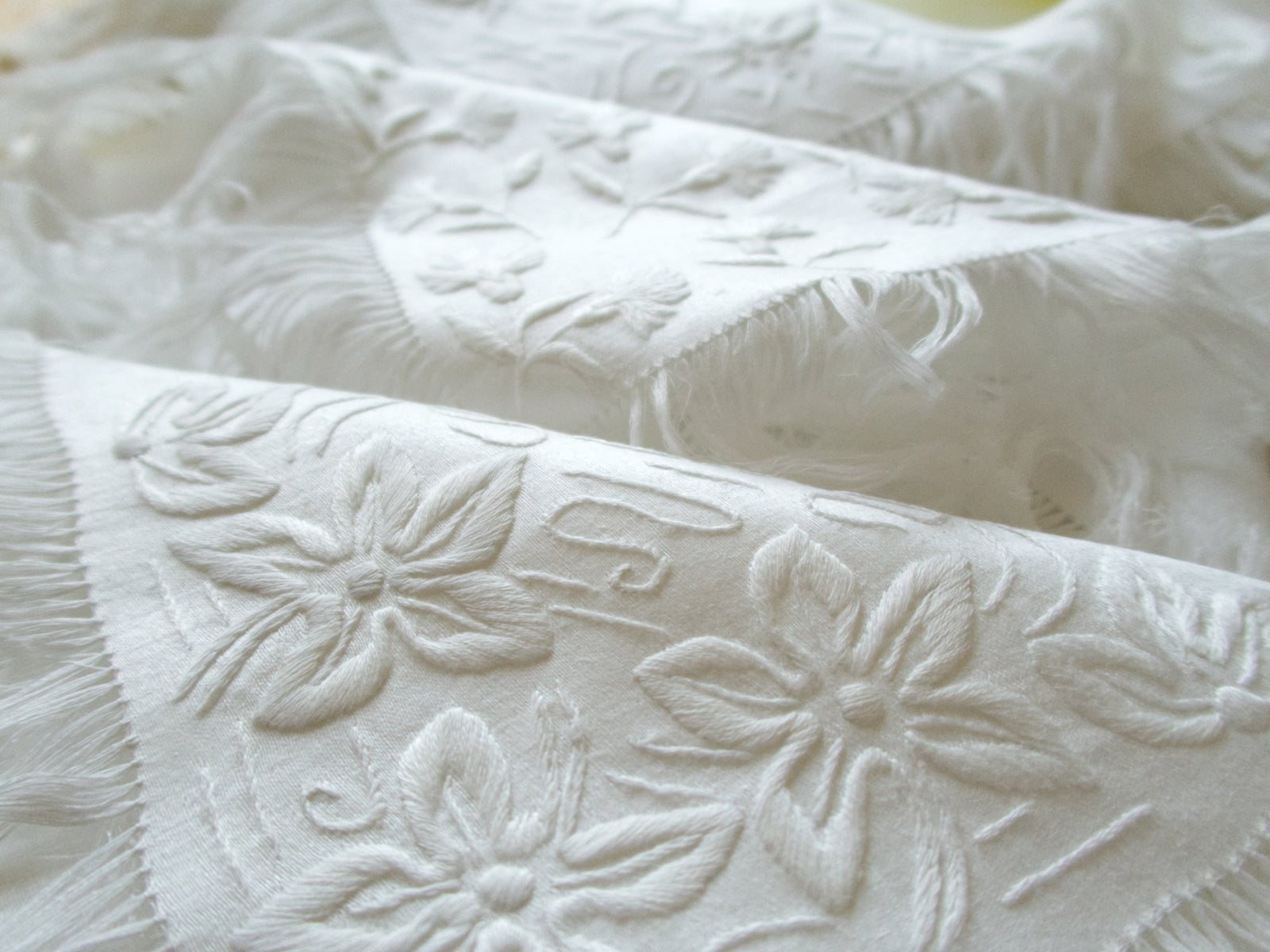 Heavily Embroidered Vintage Linen 17" Napkins, Set of 6