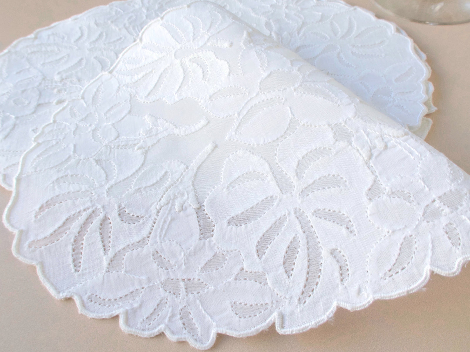 Orchids & Leaves Vintage Madeira Cocktail Napkins, Set of 6