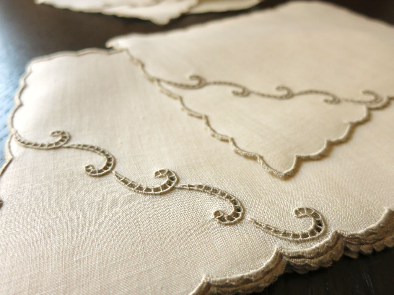 "Simplicity" Marghab Vintage Madeira Ecru Cocktail Napkins, Set of 8