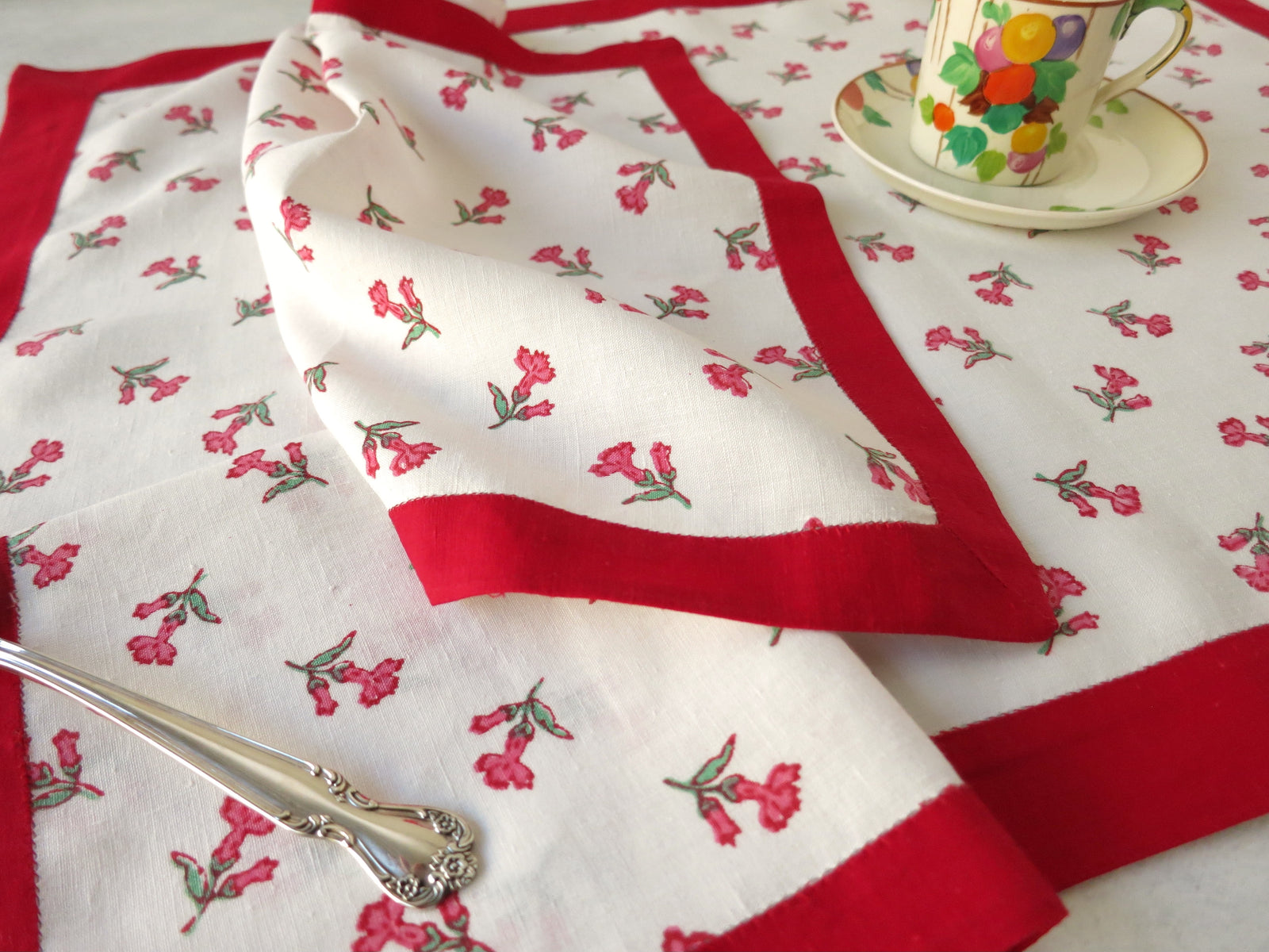 Vintage D Porthault Flax Linen 3pc Breakfast Set