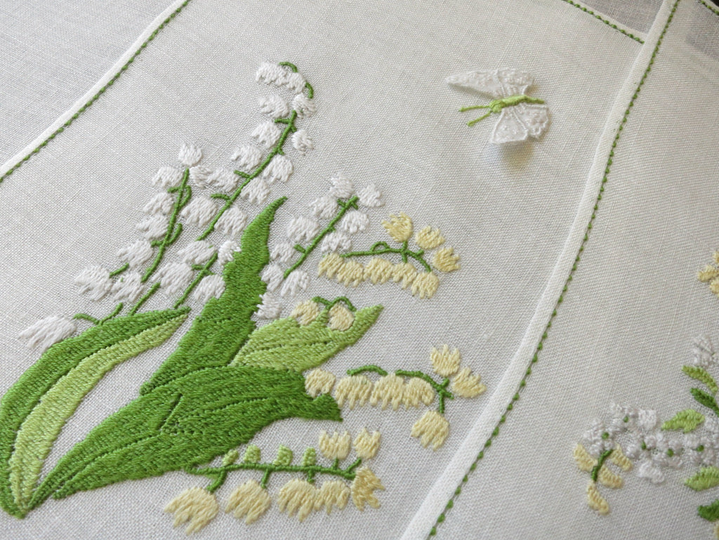 Butterflies and Flowers Italian Hand Embroidered 16pc Placemat Set for 8