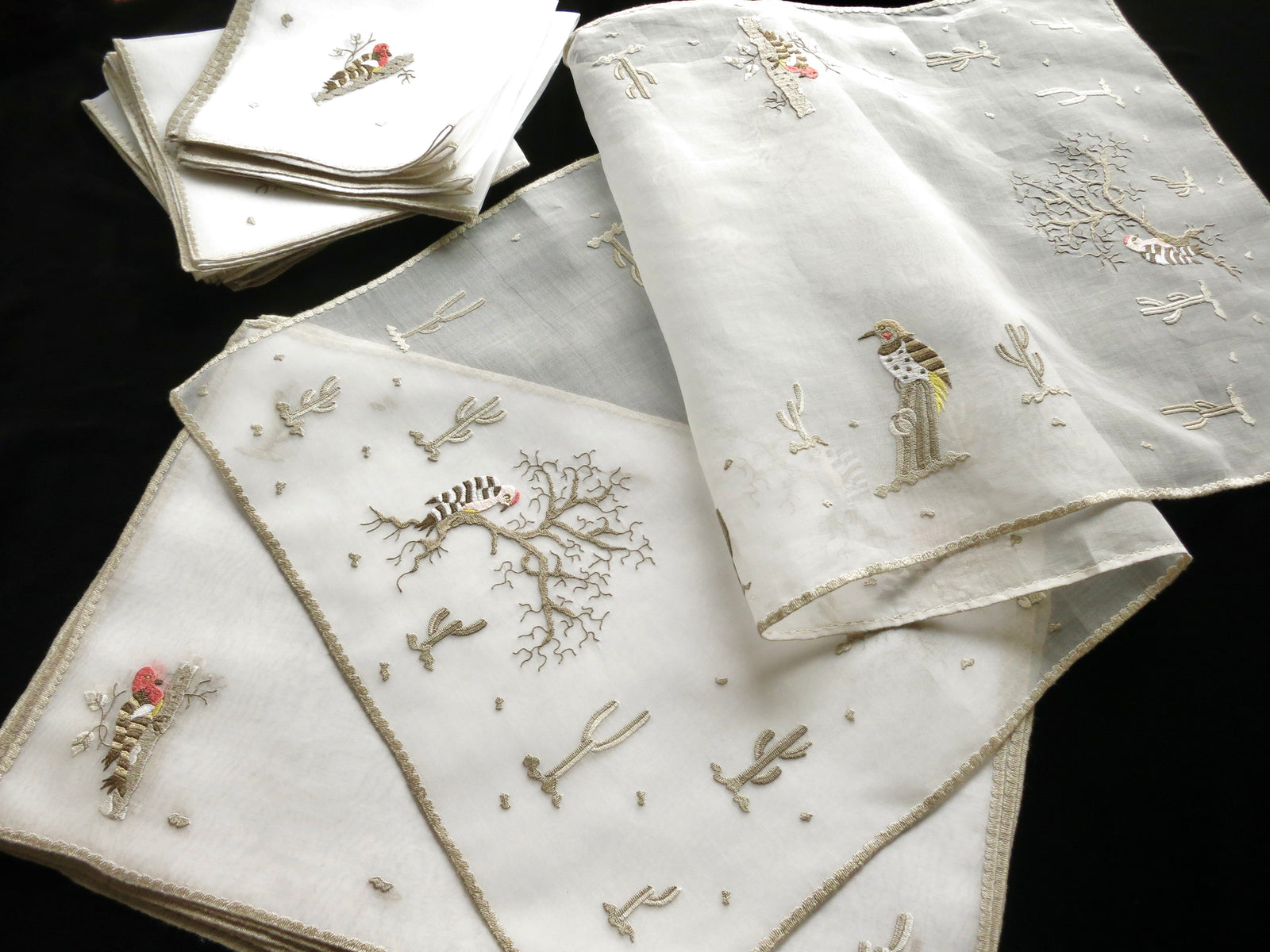 Gila Woodpecker Southwest Desert Vintage Italian Placemat Set - Setting for 8