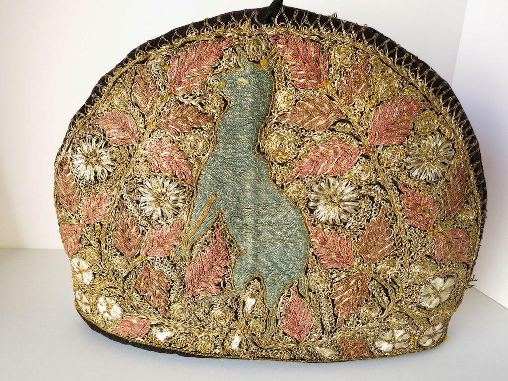 Densely Embroidered Antique Ottoman Turkish Tea Cozy