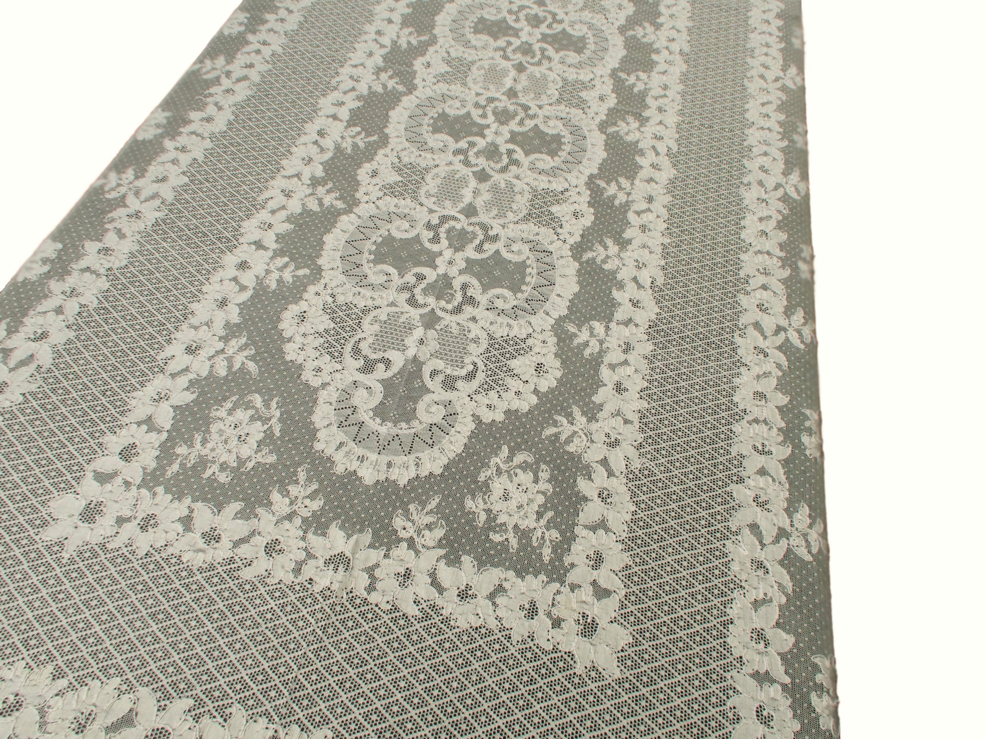 Pretty Floral Vintage Alencon Lace Tablecloth 66x108"