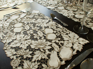 Lush Fruit Vintage Madeira Cutwork 8 Placemats & Runner