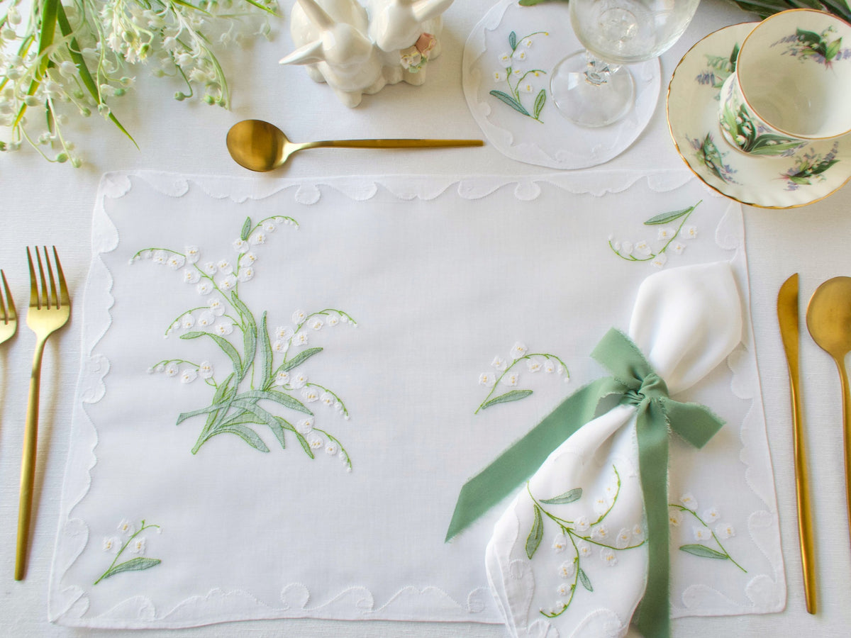 Lily of the Valley Vintage Madeira 37pc Placemat Set for 12