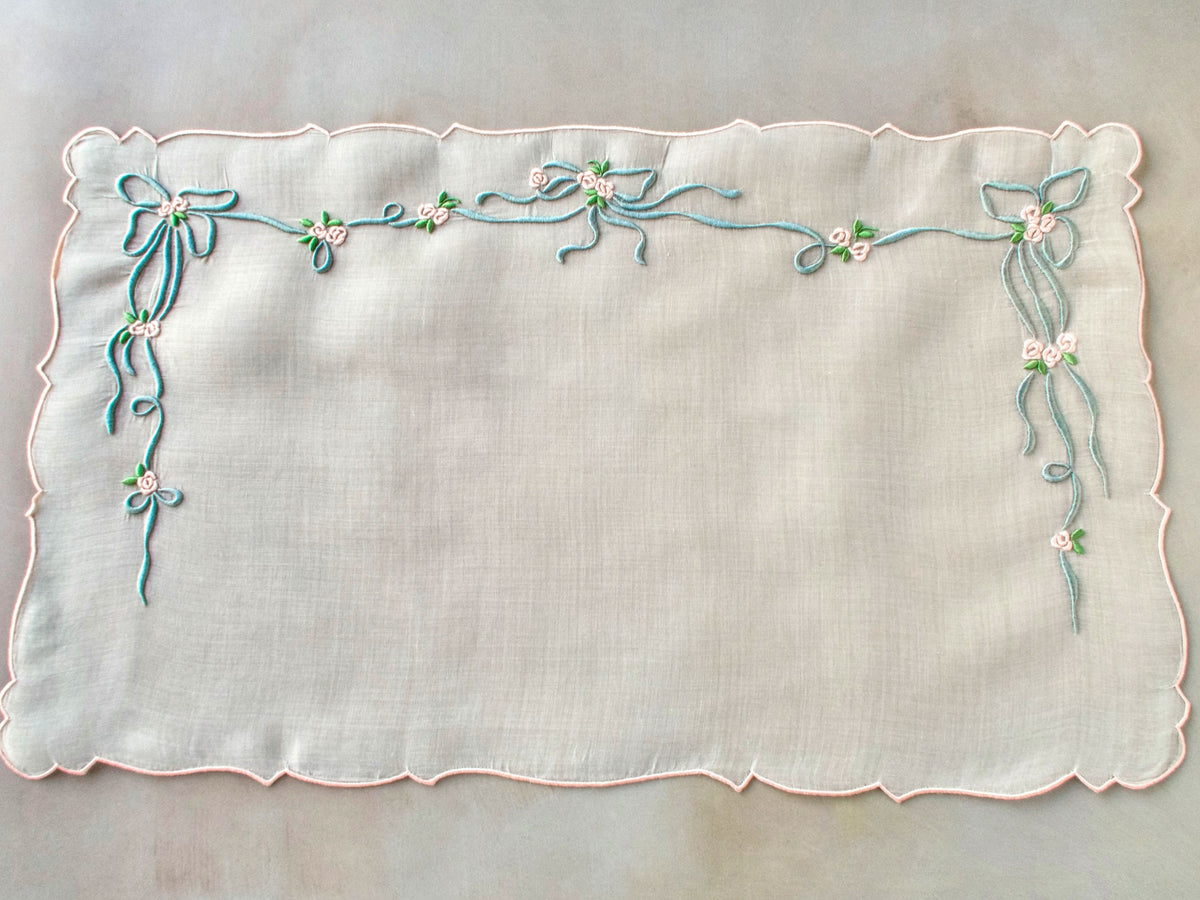 &quot;Queen Victoria&quot; Vintage Marghab Organdy Tray Cloth