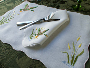 Ducks in the Marsh Vintage Madeira 12pc Placemat Set for 6