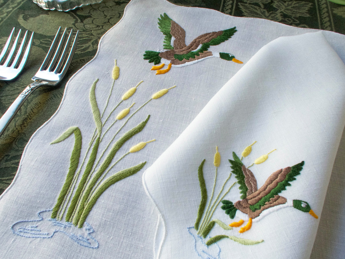 Ducks in the Marsh Vintage Madeira 12pc Placemat Set for 6