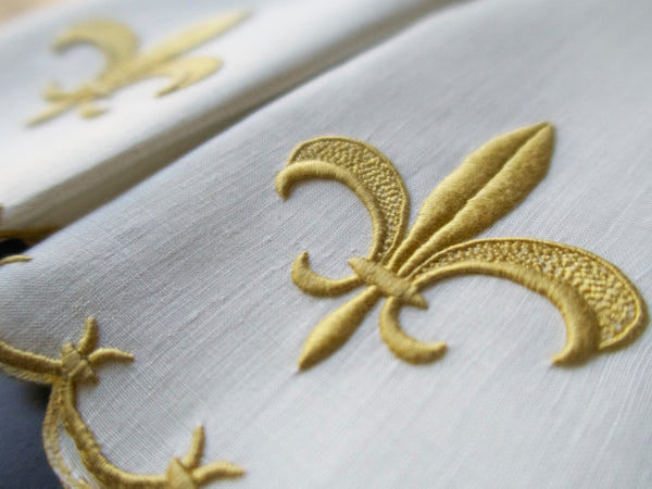 French Fleur de Lis Embroidered White Hand Towel – Linen and Letters