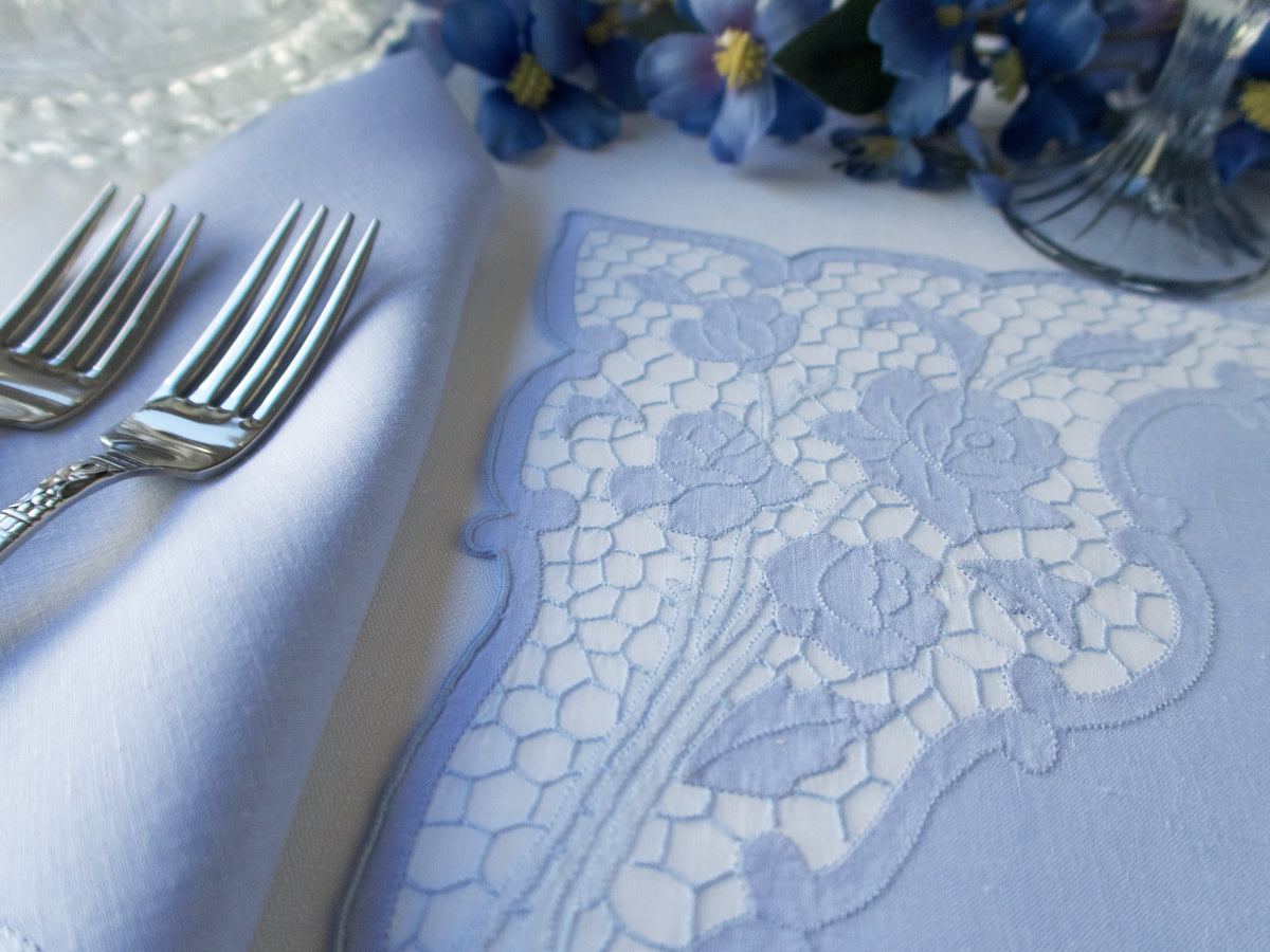 Roses in Lavender Vintage Madeira 16 Piece Placemat Set for 8