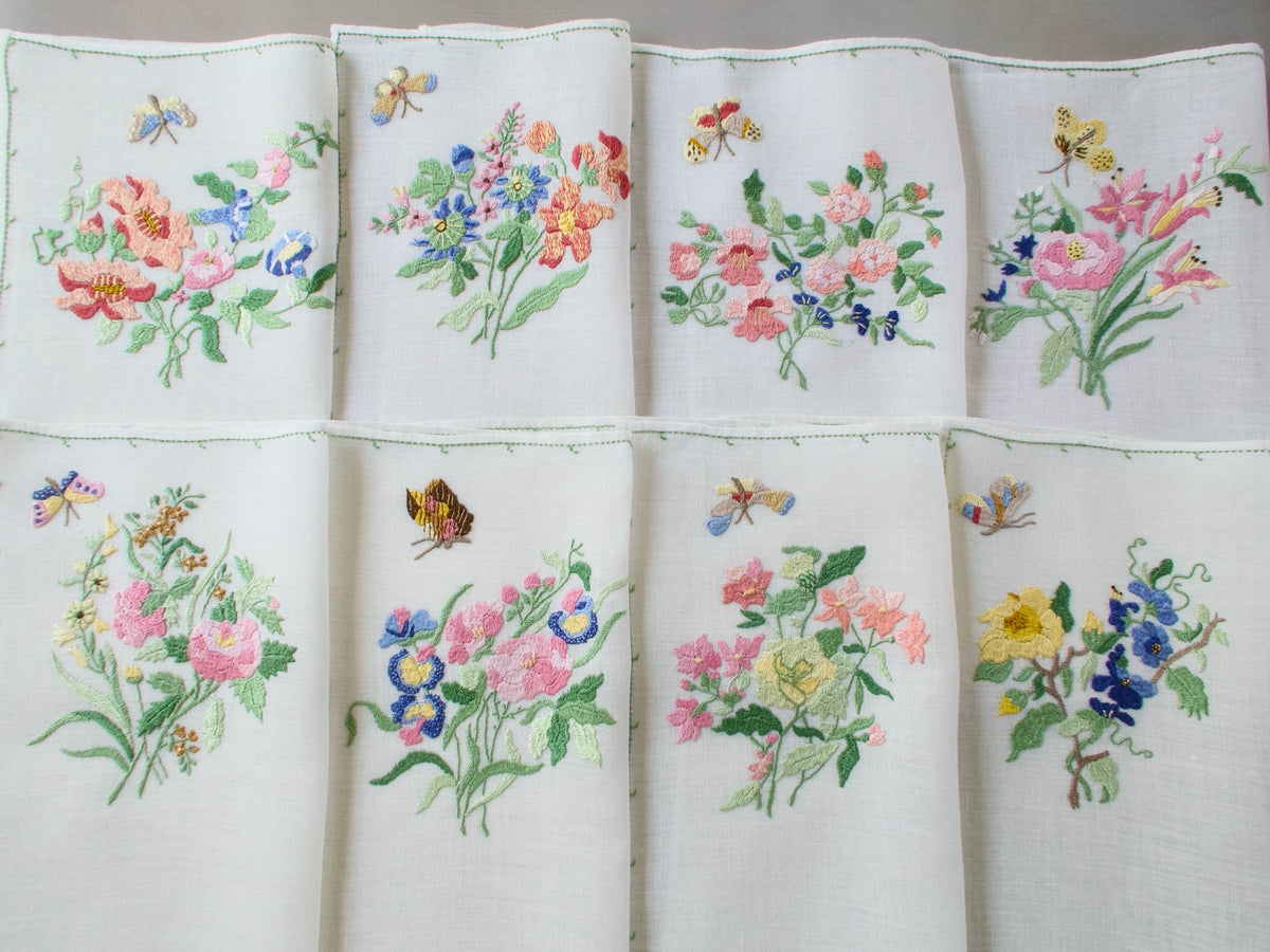 Colorful Butterflies Vintage Rapisardi 17pc Placemat Set for 8