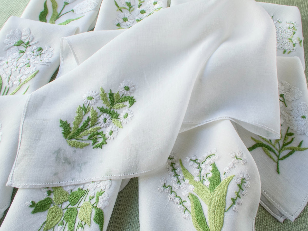 Elaborate Flowers Vintage Italian Baroness Rapisardi Table Napkins, Set of 12