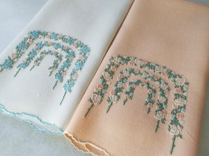 "Rose Arbor" Vintage Marghab Linen Guest Towels, Set of 2